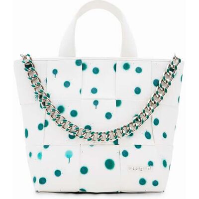 Desigual, Shopper druppels M, Polyurethaan, Wit, U Desigual, Shopper druppels M, Polyurethaan, Wit, U