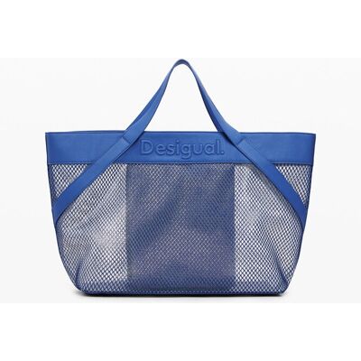 Desigual, Grote shopper tas van mesh, Blauw, U Desigual, Grote shopper tas van mesh, Blauw, U