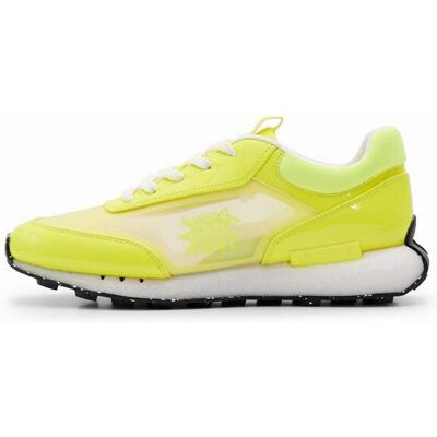 Desigual, Runner sneakers met transparante onderdelen, Geel, 40 Desigual, Runner sneakers met transparante onderdelen, Geel, 40