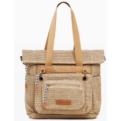 Desigual, Grote Voyager rugzak van raffia, Wit, U Desigual, Grote Voyager rugzak van raffia, Wit, U