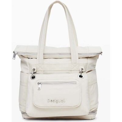 Desigual, Nylon rugzak met meerdere posities, Polyamide, Wit, U Desigual, Nylon rugzak met meerdere posities, Polyamide, Wit, U