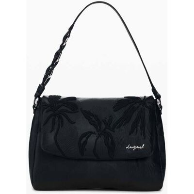 Desigual, Middelgrote rugzak met borduursels en charms, Dames, Polyurethaan, Zwart, U Desigual, Middelgrote rugzak met borduursels en charms, Dames, Polyurethaan, Zwart, U