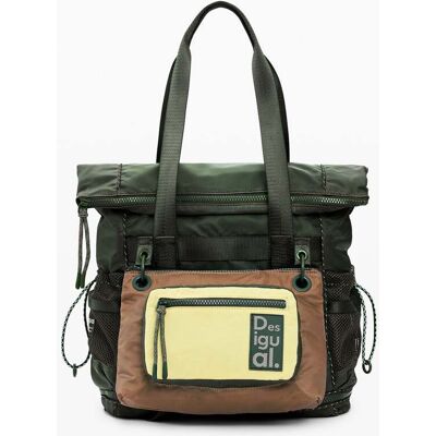 Desigual, Gewaxte tweekleurige voyager rugzak, Dames, Polyamide, Groen, U Desigual, Gewaxte tweekleurige voyager rugzak, Dames, Polyamide, Groen, U