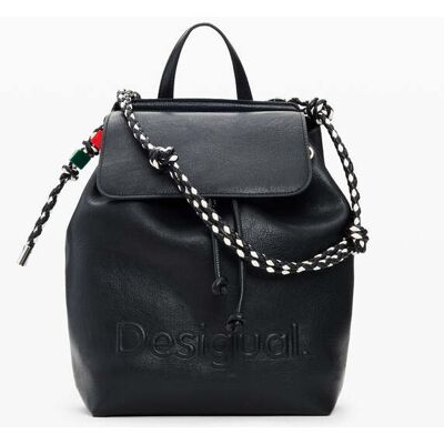 Desigual, Middelgrote gevlochten rugzak, Dames, Polyurethaan, Zwart, U Desigual, Middelgrote gevlochten rugzak, Dames, Polyurethaan, Zwart, U