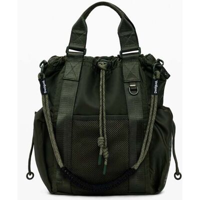 Desigual, Gewaxte multifunctionele rugzak, Dames, Polyamide, Groen, U Desigual, Gewaxte multifunctionele rugzak, Dames, Polyamide, Groen, U