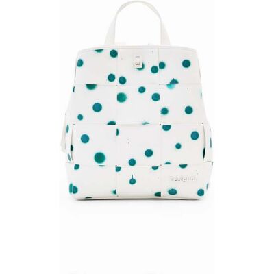 Desigual, Gevlochten rugzak druppels S, Dames, Polyurethaan, Wit, U Desigual, Gevlochten rugzak druppels S, Dames, Polyurethaan, Wit, U