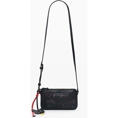 Desigual, Kleine crossbody portemonnee met hanger, Polyurethaan, Zwart, U Desigual, Kleine crossbody portemonnee met hanger, Polyurethaan, Zwart, U