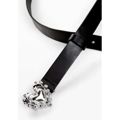 Desigual, Leren riem met hart, Cow Leather, Zwart, 85 Desigual, Leren riem met hart, Cow Leather, Zwart, 85