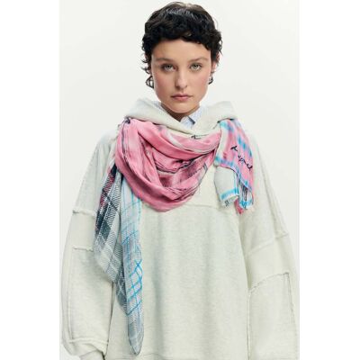 Desigual, Rechthoekige grunge sjaal, Viscose, Bruin, U Desigual, Rechthoekige grunge sjaal, Viscose, Bruin, U