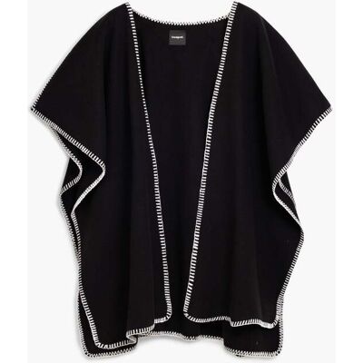 Desigual, Poncho met sjaal, Polyester, Zwart, U Desigual, Poncho met sjaal, Polyester, Zwart, U