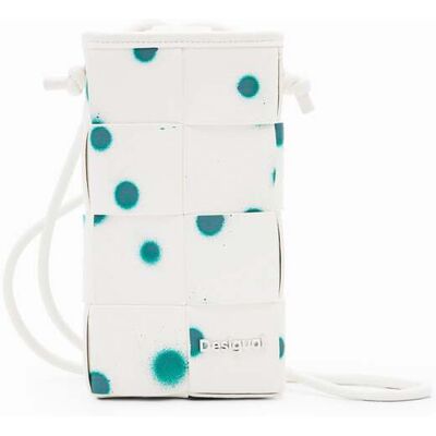 Desigual, Gevlochten telefoontasje druppels L, Polyurethaan, Wit, U Desigual, Gevlochten telefoontasje druppels L, Polyurethaan, Wit, U