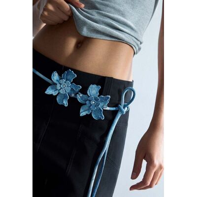 Desigual, Denim riem bloemen katoen, Blauw, U Desigual, Denim riem bloemen katoen, Blauw, U