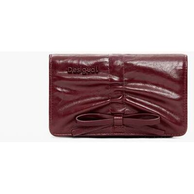 Desigual, kleine glanzende portemonnee met strik, Polyurethaan, Rood, U Desigual, kleine glanzende portemonnee met strik, Polyurethaan, Rood, U