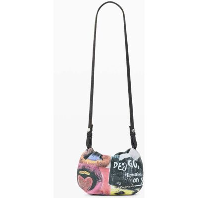 Desigual, Grote bedrukte schouderportemonnee, Dames, Katoen, Blauw, U Desigual, Grote bedrukte schouderportemonnee, Dames, Katoen, Blauw, U