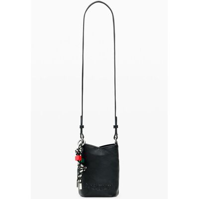 Desigual, mobielhouder met charms, Polyurethaan, Zwart, U Desigual, mobielhouder met charms, Polyurethaan, Zwart, U