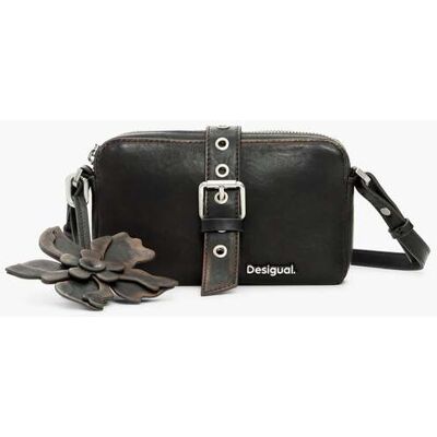 Desigual, schouderportemonnee met bloemenapplicaties, Polyurethaan, Bruin, U Desigual, schouderportemonnee met bloemenapplicaties, Polyurethaan, Bruin, U