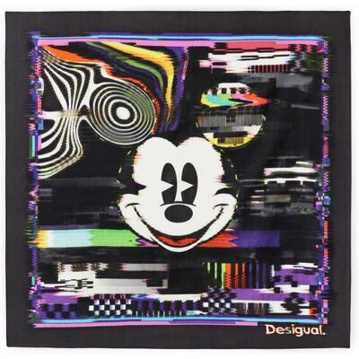 Desigual, Vierkante sjaal met Mickey Mouse, Polyester, Zwart, U Desigual, Vierkante sjaal met Mickey Mouse, Polyester, Zwart, U
