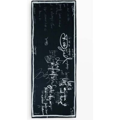 Desigual, lettering sjaal, Viscose, Zwart, U Desigual, lettering sjaal, Viscose, Zwart, U