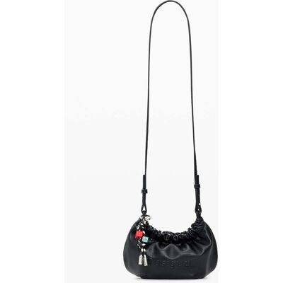 Desigual, Kleine schouderportemonnee met charms, Polyurethaan, Zwart, U Desigual, Kleine schouderportemonnee met charms, Polyurethaan, Zwart, U