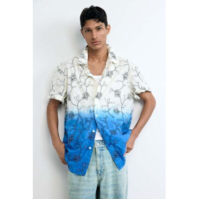 Desigual, Geborduurd overhemd met kleurverloop, Heren, Katoen, Wit, S Desigual, Geborduurd overhemd met kleurverloop, Heren, Katoen, Wit, S