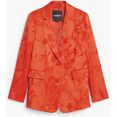 Desigual, Embroidered fitted blazer, Oranje, L Desigual, Embroidered fitted blazer, Oranje, L
