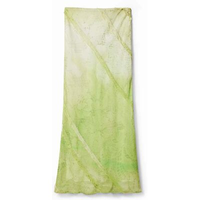 Desigual, Midi-rok met bloemenkant, Polyester, Groen, L Desigual, Midi-rok met bloemenkant, Polyester, Groen, L