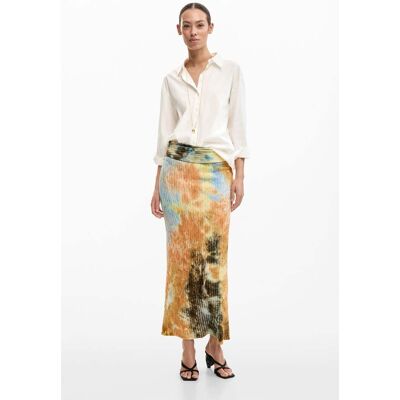 Desigual, Lange rok met textuur, Dames, Polyester, Bruin, M Desigual, Lange rok met textuur, Dames, Polyester, Bruin, M