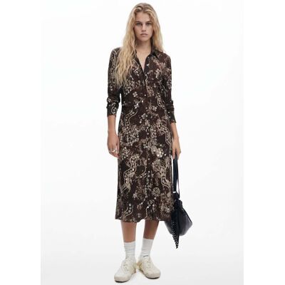 Desigual, Overhemdjurk met slangenprint, Dames, Viscose, Bruin, XS Desigual, Overhemdjurk met slangenprint, Dames, Viscose, Bruin, XS