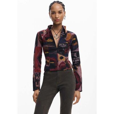 Desigual, Overhemd met lange mouwen, Dames, Zwart, L Desigual, Overhemd met lange mouwen, Dames, Zwart, L