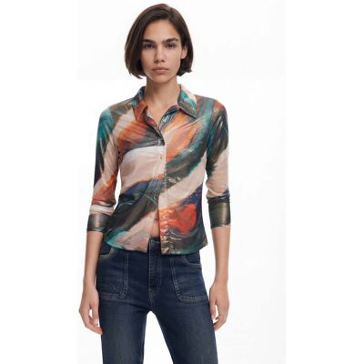 Desigual, Blouse met meerdere tinten, Dames, Polyester, Groen, M Desigual, Blouse met meerdere tinten, Dames, Polyester, Groen, M