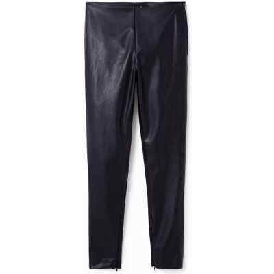 Desigual, Leatherlook legging, Polyurethaan, Zwart, XS Desigual, Leatherlook legging, Polyurethaan, Zwart, XS