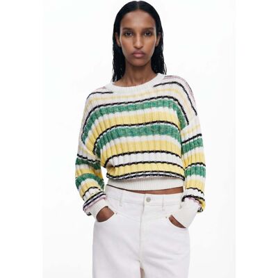 Desigual, Gestreepte trui in kleuren, Katoen, L Desigual, Gestreepte trui in kleuren, Katoen, L