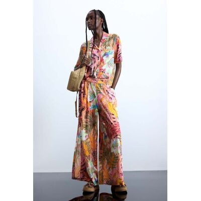 Desigual, Tropische broek, Dames, Viscose, Rood, S Desigual, Tropische broek, Dames, Viscose, Rood, S