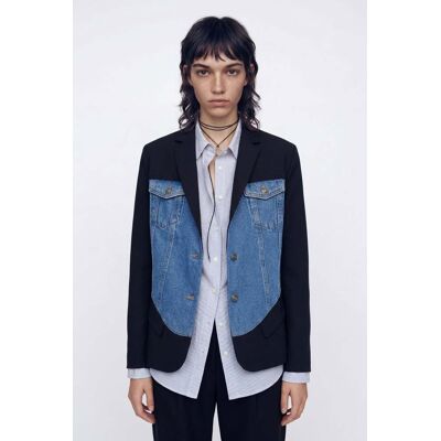 Desigual, Hybride trucker blazer, Blauw, 40 Desigual, Hybride trucker blazer, Blauw, 40