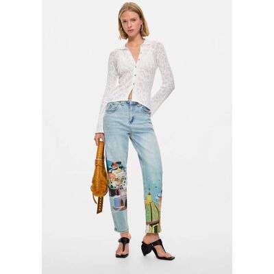 Desigual, jeans amalfi, Dames, Katoen, Blauw, 38 Desigual, jeans amalfi, Dames, Katoen, Blauw, 38