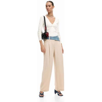 Desigual, Hybride lange broek, Dames, Bruin, L Desigual, Hybride lange broek, Dames, Bruin, L