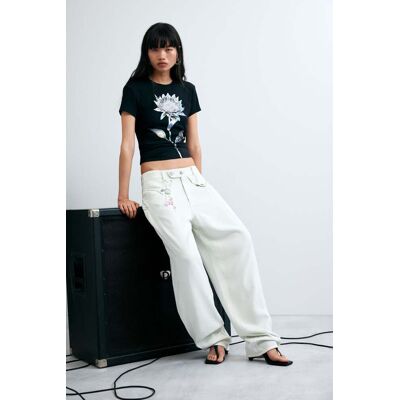 Desigual, Baggy broek met knopen, Dames, Lyocell, Wit, 40 Desigual, Baggy broek met knopen, Dames, Lyocell, Wit, 40