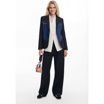 Desigual, Hybride trucker blazer, Blauw, 42 Desigual, Hybride trucker blazer, Blauw, 42
