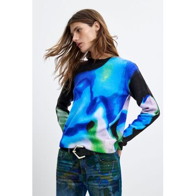 Desigual, Bedrukt M. C. Lacroix-trui, Dames, Blauw, XS Desigual, Bedrukt M. C. Lacroix-trui, Dames, Blauw, XS