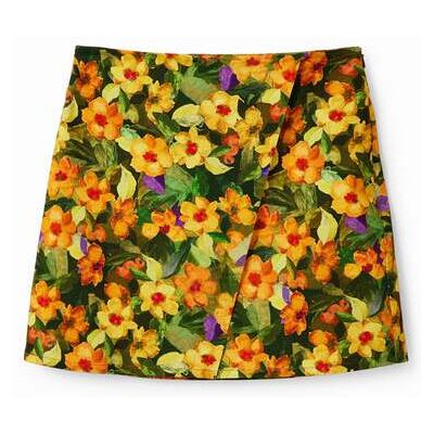 Desigual, Slim fit minirok met bloemen, Katoen, Oranje, XL Desigual, Slim fit minirok met bloemen, Katoen, Oranje, XL