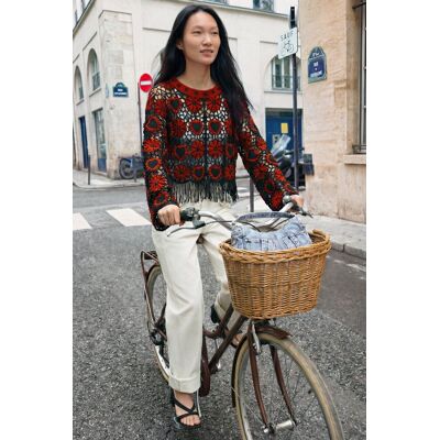 Desigual, Gehaakte trui met hartjes, Dames, Zwart, U Desigual, Gehaakte trui met hartjes, Dames, Zwart, U