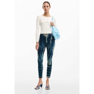 Desigual, Tie-dye spijkerbroek, Dames, Katoen, Blauw, 36 Desigual, Tie-dye spijkerbroek, Dames, Katoen, Blauw, 36