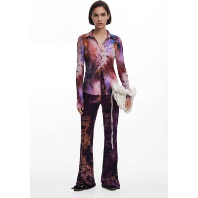 Desigual, Tie-dye overhemd, Dames, Polyester, Rood, M Desigual, Tie-dye overhemd, Dames, Polyester, Rood, M
