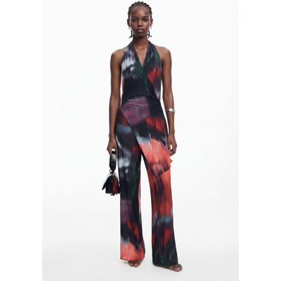 Desigual, Jumpsuit met open rug, Dames, Polyester, Zwart, XL Desigual, Jumpsuit met open rug, Dames, Polyester, Zwart, XL