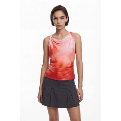 Desigual, Tie-dye tanktop, Viscose, Rood, M Desigual, Tie-dye tanktop, Viscose, Rood, M