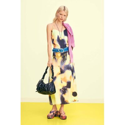 Desigual, Lange bedrukte jurk, Dames, Polyester, Zwart, L Desigual, Lange bedrukte jurk, Dames, Polyester, Zwart, L