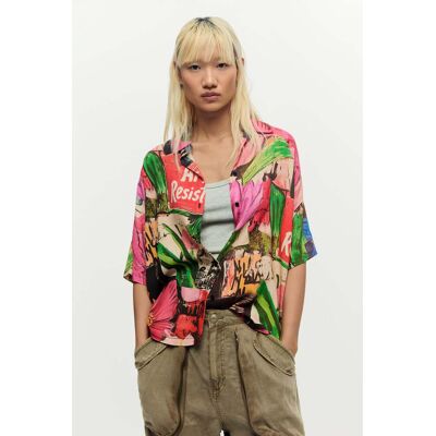 Desigual, Blouse met bloemenprint, Dames, Viscose, Rood, L Desigual, Blouse met bloemenprint, Dames, Viscose, Rood, L