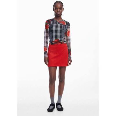 Desigual, Mini suède rok, Dames, Polyester, Rood, XS Desigual, Mini suède rok, Dames, Polyester, Rood, XS