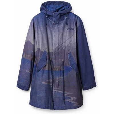 Desigual, Gewatteerde parka met uitneembaar jack, Katoen, Blauw, XL Desigual, Gewatteerde parka met uitneembaar jack, Katoen, Blauw, XL