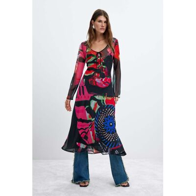 Desigual, Bedrukt Jurk Lange Mouw M. C. Lacroix, Dames, Polyester, Zwart, XS Desigual, Bedrukt Jurk Lange Mouw M. C. Lacroix, Dames, Polyester, Zwart, XS